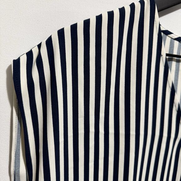 H&M Women Dresses Shift Navy White Sailor Stripe Nautical Polyester Size 4 - Picture 4 of 8